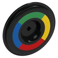 Деталь LEGO Wheel Cover for Wheel 34 x 56 with Green/Yellow/Red/Blue Circle print, Черный