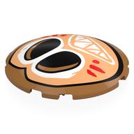 Brick Round Curved 6 x 6 x 1 with Tan Kakamora Face, White Eyes, Mouth, Red Markings print