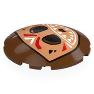 Brick Round Curved 6 x 6 x 1 with Nougat Kakamora Face, White Mouth, Red/White Markings print