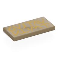 Деталь LEGO Tile 2 x 4 with Gold 'GUSTAV KLIMT' Signature print, Темно-песочный