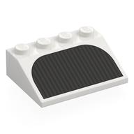 Деталь LEGO Brick Sloped 33° 3 x 4 with Black Vent print, Белый