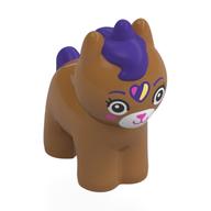 Деталь LEGO Animal, Cat with Dark Purple Mane and Tail, White Face, Heart Print, Средне-темный телесный