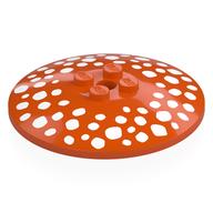 Деталь LEGO Dish 6 x 6 Inverted (Radar) with White Spots (Mushroom Head) print, Красно-оранжевый