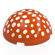 Деталь LEGO Dome Hemisphere 4 x 4 with White Spots (Mushroom Head) print, Красно-оранжевый