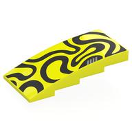 Деталь LEGO Brick Curved 4 x 8 x 1 2/3 No Studs with Black Shapes print, Насыщенный желтый