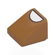 Деталь LEGO Brick Sloped 30° 1 x 1 x 2/3 (Cheese Slope) with White Half Oval (Toe) print, Средне-темный телесный