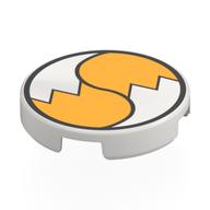 Деталь LEGO Tile Round 2 x 2 with 2 Fox Tails with Black Border Print, Белый