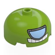 Brick Round 3 x 3 Dome with Center Stud with Silver Visor, Bright Light Blue Lens, White Teeth print