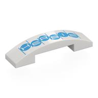 Brick Curved 4 x 1 Double with No Studs with Medium Azure Rounds, Stripes, 'HERBIE' print
