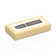 Деталь LEGO Tile 1 x 2 with Silver Arched Window on White Background print, Песочный