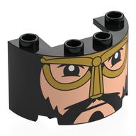Деталь LEGO Cylinder Half 2 x 4 x 2 with 1 x 2 Cutout with Light Nougat Face, Black Beard, Moustache, Gold Helmet print, Черный