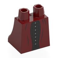 Деталь LEGO Hips and Legs Under Dress/Robe with Black Underdress print, Темно-красный