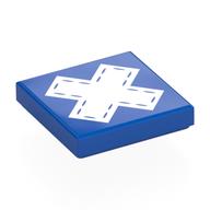 Деталь LEGO Tile 2 x 2 with White X, Stitches print, Голубой