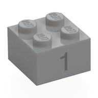 Brick 2 x 2 with Lego Logo Old Style White without Black Outline Print