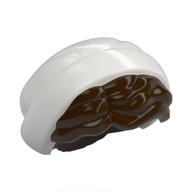 Деталь LEGO Hair Short with White Bonnet pattern, Темно-коричневый