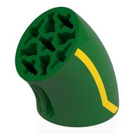 Деталь LEGO Brick Round 3 x 3 D. Tube with 45° Elbow and Axle Holes (Crossholes) at Each End with Yellow Line Print, Зеленый