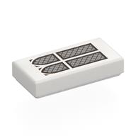 Деталь LEGO Tile 1 x 2 with 2 Silver Arched Windows print, Белый