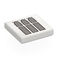 Деталь LEGO Tile 2 x 2 with 3 Silver Arched Windows print, Белый