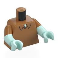 Деталь LEGO Torso, Dual Molded Arms with Medium Nougat Sleeves Pattern, Light Aqua Arms and Hands with print, Средне-темный телесный