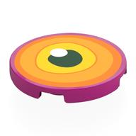 Деталь LEGO Tile Round 3 x 3 with Orange/Bright Light Orange/Yellow Eye, Black Pupil print, Пурпурный
