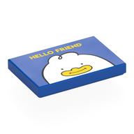 Деталь LEGO Tile 2 x 3 with Yellow 'HELLO FRIEND, White Duck, Yellow Bill print, Голубой