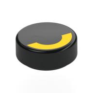 Деталь LEGO Tile Round 1 x 1 with Yellow Semi-Circle (Closed Eye) print, Черный