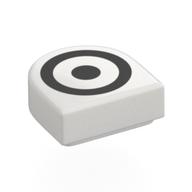 Деталь LEGO Tile Round 1 x 1 Half Circle with Black Circle, Dot (Target) print, Белый