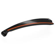 Деталь LEGO Technic Panel Curved 3 x 13 x 2 Tapered, Left #52 with Orange Stripe print, Черный