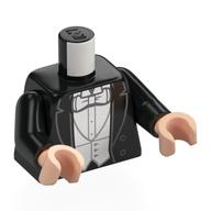 Деталь LEGO Torso, Black Arms, Light Nougat Hands with print, Черный