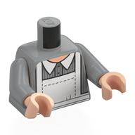 Деталь LEGO Torso, Light Bluish Gray Arms, Light Nougat Hands with print, Светлый сине-серый