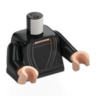 Деталь LEGO Torso, Black Arms, Light Nougat Hands with print, Черный