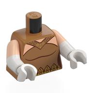 Деталь LEGO Torso, Dual Molded Arms with Light Nougat Sleeves Pattern, White Arms and Hands with print, Средне-темный телесный