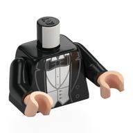 Деталь LEGO Torso, Black Arms, Light Nougat Hands with print, Черный