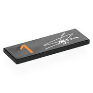 Деталь LEGO Tile 2 x 6 with White Signature (Lando Norris), Orange '1' print, Черный