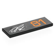 Деталь LEGO Tile 2 x 6 with White Signature (Oscar Piastri), Orange '81' print, Черный