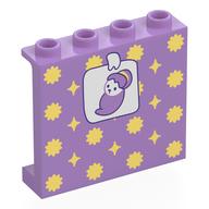 Деталь LEGO Panel 1 x 4 x 3 [Side Supports / Hollow Studs] with Photo of Lavender Swaddled Baby, Yellow Stars on Wallpaper print, Средне-лавандовый