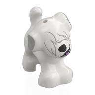 Деталь LEGO Animal, Dog, Small Standing with Dark Bluish Grey Ears, Hair over Eyes print, Белый