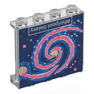 Деталь LEGO Panel 1 x 4 x 3 [Side Supports / Hollow Studs] with 'Whirlpool Galaxy' Print, Прозрачный бесцветный