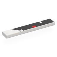Деталь LEGO Tile 1 x 6 with Black Shape, Red Rectangle print, Белый