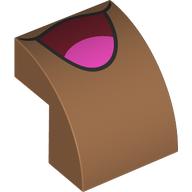 Деталь LEGO Brick Curved 2 x 2 x 1 2/3 with Open Dark Red Mouth, Bright Pink Tongue print, Средне-темный телесный