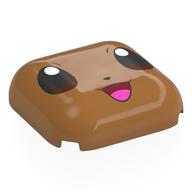 Деталь LEGO Brick Round, Curved 4 x 4 with Eevee Face, Black/Reddish Brown Eyes, Open Mouth, Dark Pink Tongue print, Средне-темный телесный