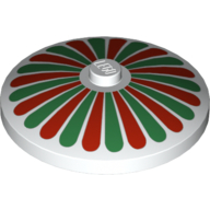 Деталь LEGO Dish 4 x 4 Inverted [Radar] with Stripes Red/Green Petals Print, Белый
