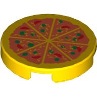 Деталь LEGO Tile Round 2 x 2 with Pizza Print, Желтый
