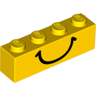 Деталь LEGO Brick 1 x 4 with Black Smile Print, Желтый