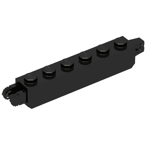 Hinge Brick 1 x 6 Locking with 1 Finger Vertical End and 2 Fingers Vertical End, 7 Teeth