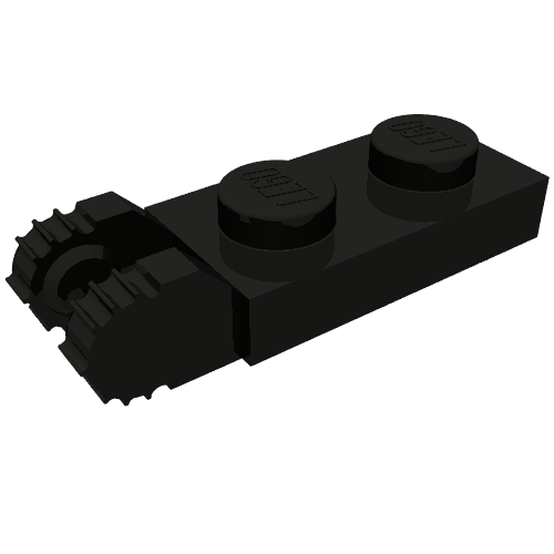 Hinge Plate 1 x 2 Locking with 2 Fingers On End, without Groove, 7 Teeth
