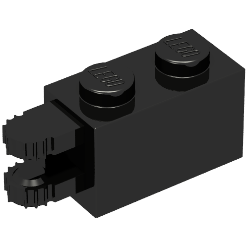 Hinge Brick 1 x 2 Locking with 2 Fingers Horizontal End, 7 Teeth