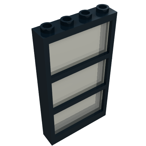Window 1 x 4 x 6 Frame with 3 Panes, Fixed Glass with Trans-Green Glass