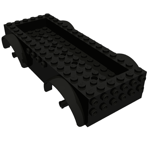 Vehicle Base 8 x 16 with Wheel Arches, Front and Side Studs, and 4 x 14 Recessed Studded Section, 5 Holes