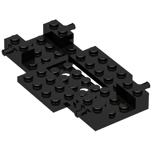 Vehicle Base 6 x 10 x 1  with Wheels Holder and 4 x 2 Recessed Center with Smooth Underside